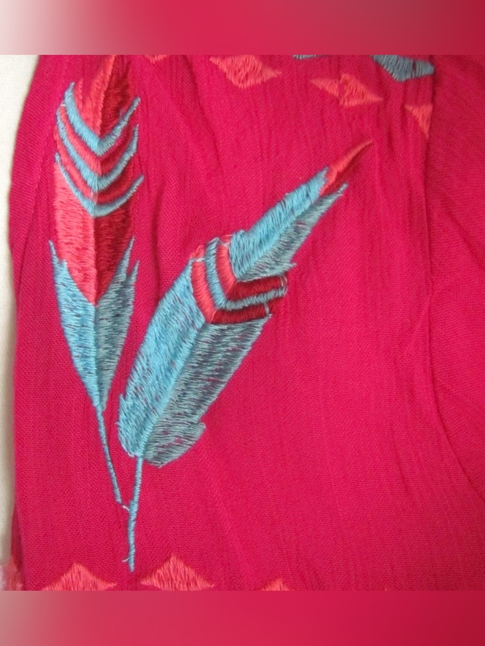 Roper Fuchsia Short Sleeve Cardigan with Skull & Feather Embroidery, Retail $65 - Picture 5 of 9